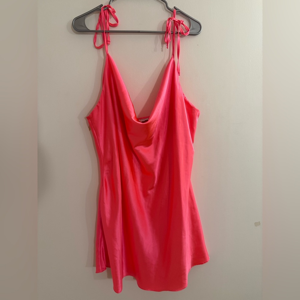 Neon Pink Tie-Strap Mini Dress